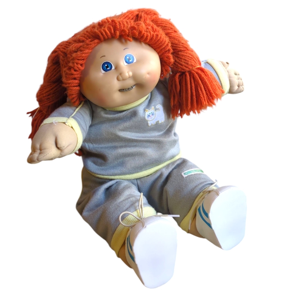 Braces Cabbage Patch Doll, Custom Vintage rare 80s redhead blue eye baby, braids - Picture 14 of 14